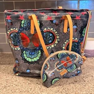 Consuela Jessi Slim Tote in the Jessi butterfly design and matching pouch